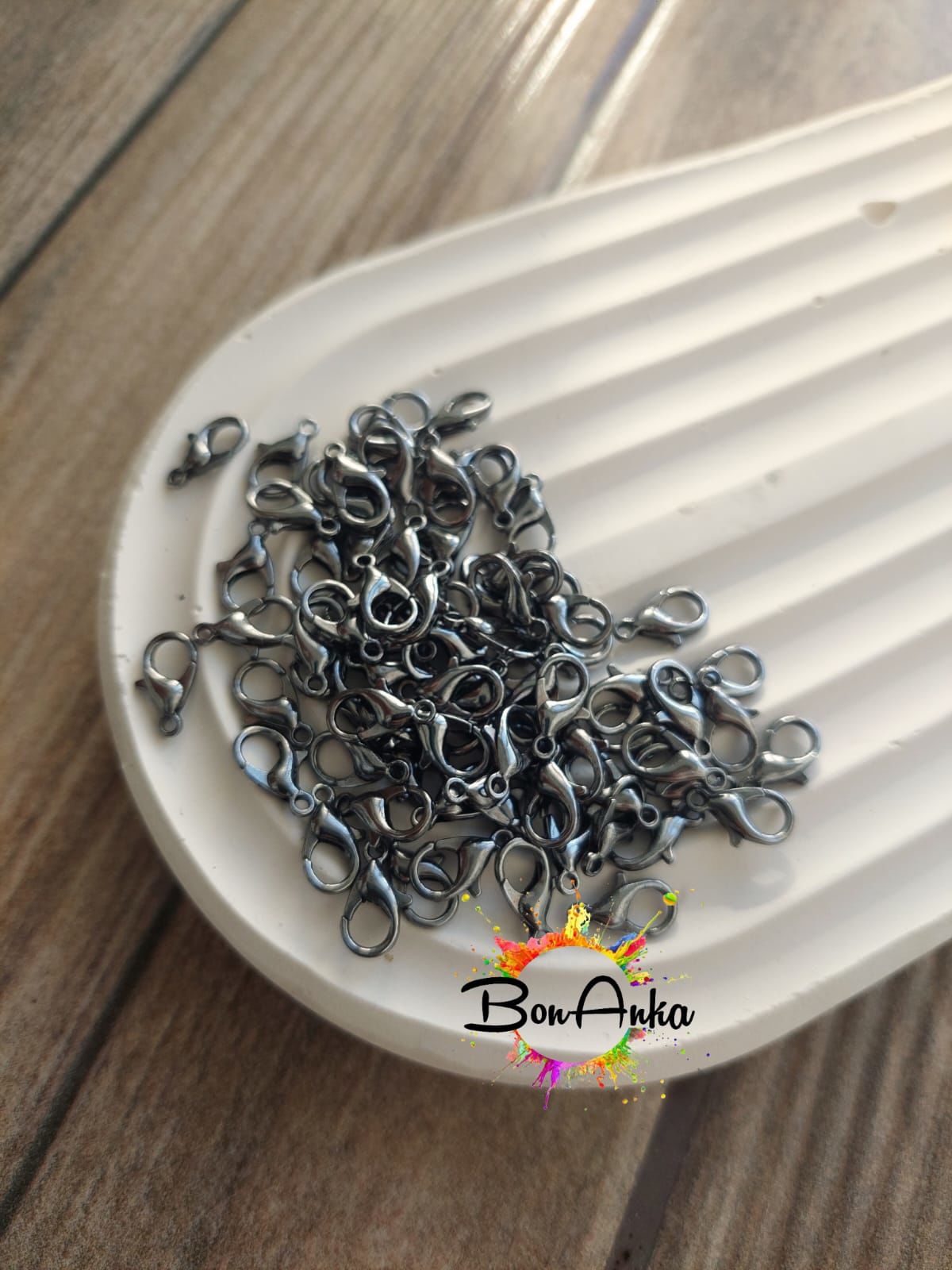(20 adet) 12x6 mm, Siyah Nikel Kaplama, 502 Papağan Kilit