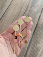 (1 Adet) 16 Mm Pul, 6 Cm İğne, Yaka İğne ve Piston Takımı, Broş, Sarı Kaplama