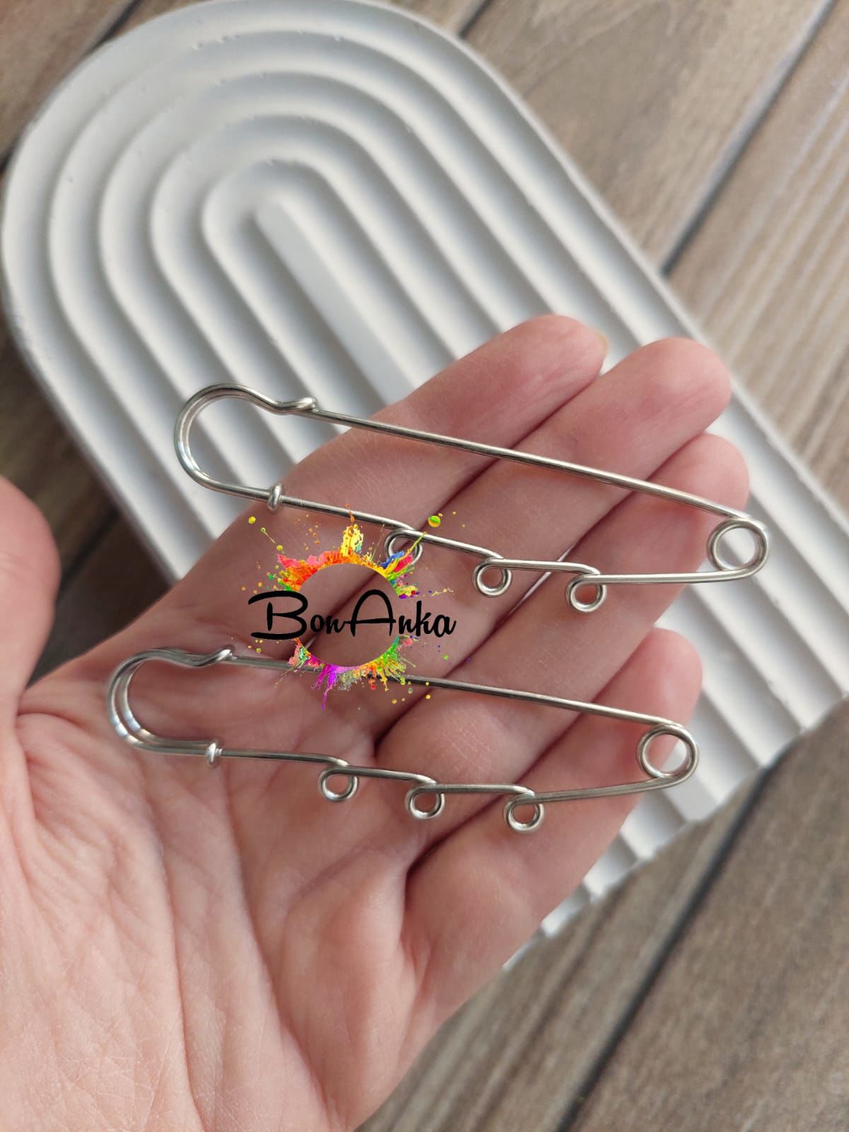 (1 Adet) 8 cm, 3 Halkalı, İskoç İğnesi, Nikel Kaplama