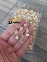 (10 adet) Tek Kulplu Döküm Tuğra, Tespih Püskül Ucu, Takı Malzemesi, Sarı Kaplama