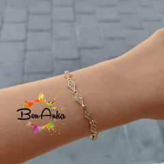 Beşgen Model Taşlı Vip Bileklik - 14K