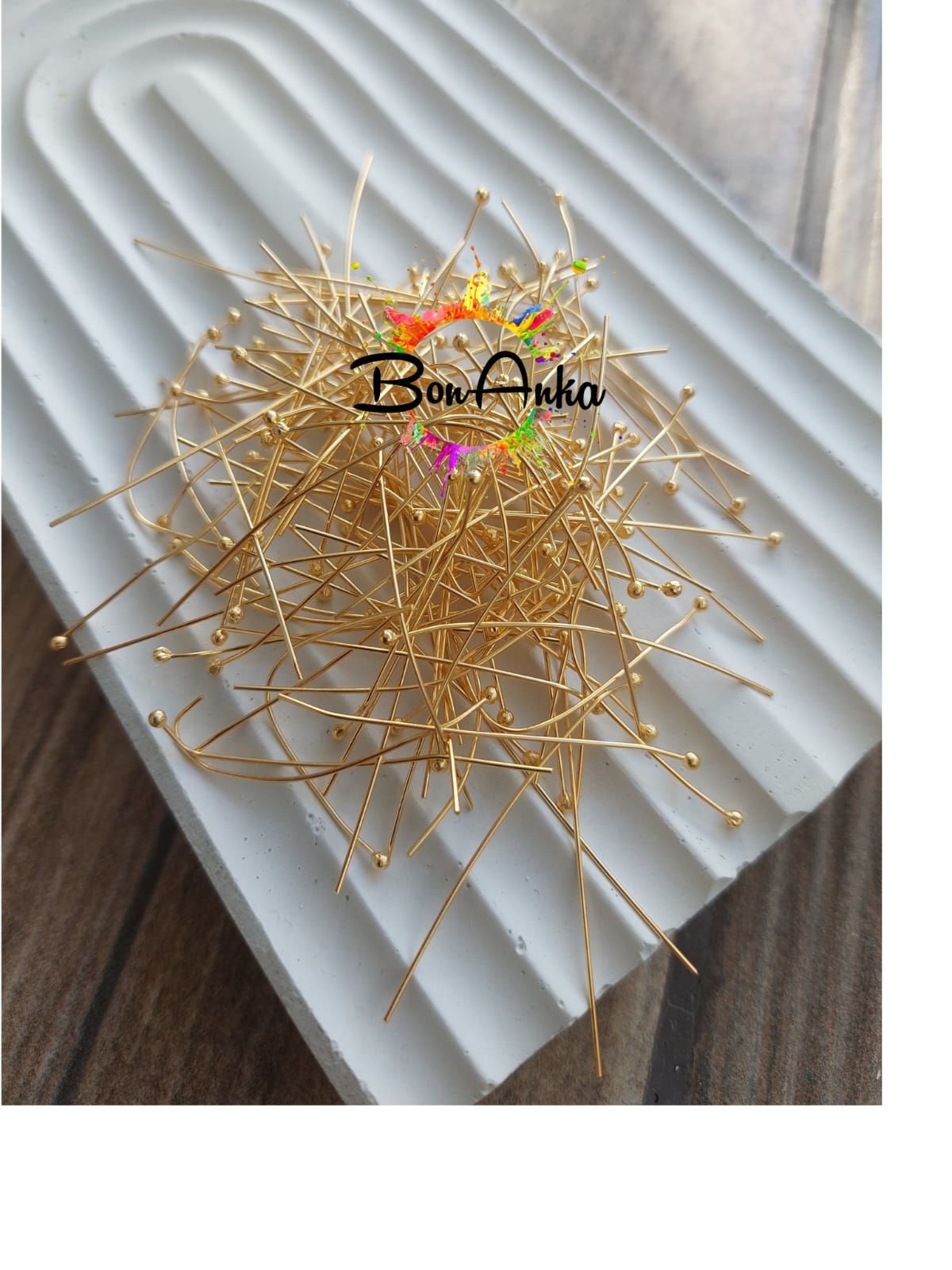 (1 gram) 4,5 cm A Kalite Altın Kaplama Top Başlı Takı Çivisi