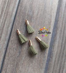 (1 adet) Gold Metal Uçlu Haki Renk Püskül - 003