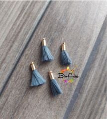 (1 adet) Gold Metal Uçlu Gri Renk Püskül - 004