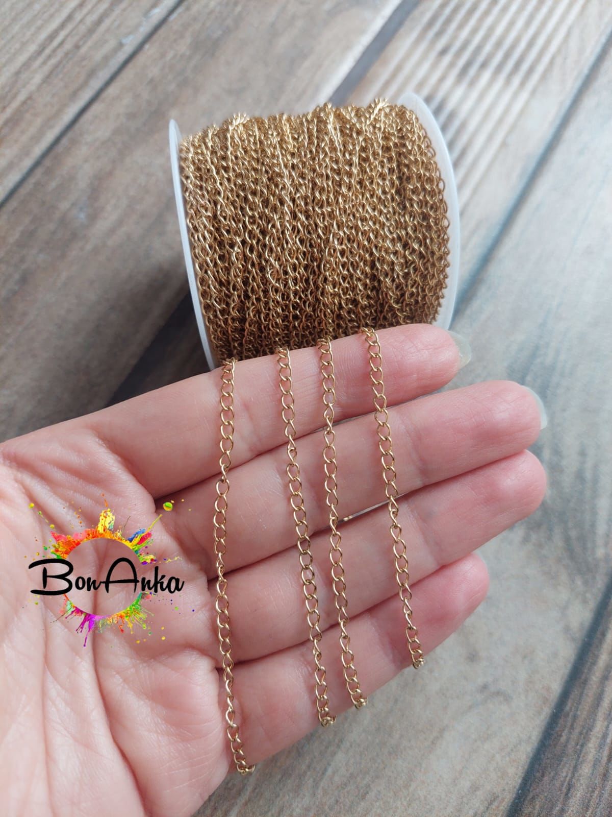 (1 metre) 316 L Çelik Gold 0.5 mm Uzatma Zinciri