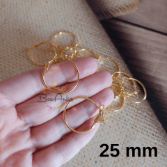 (1 çift - 2 adet) Çelik Gold 25 mm Halka Küpe