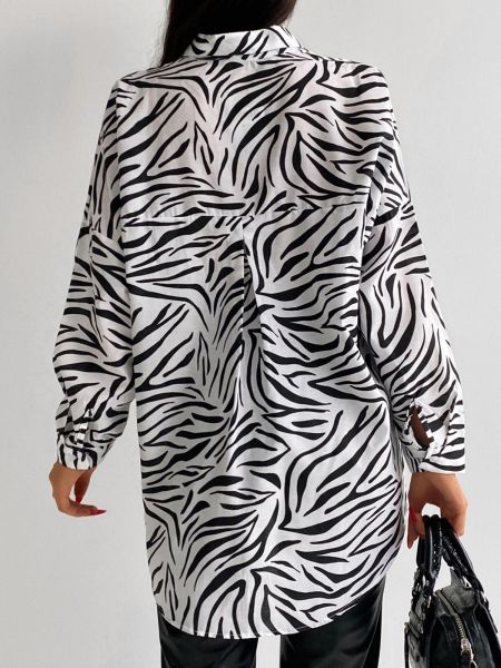 Kadın Zebra Desen Terikoton Kumaş Gömlek