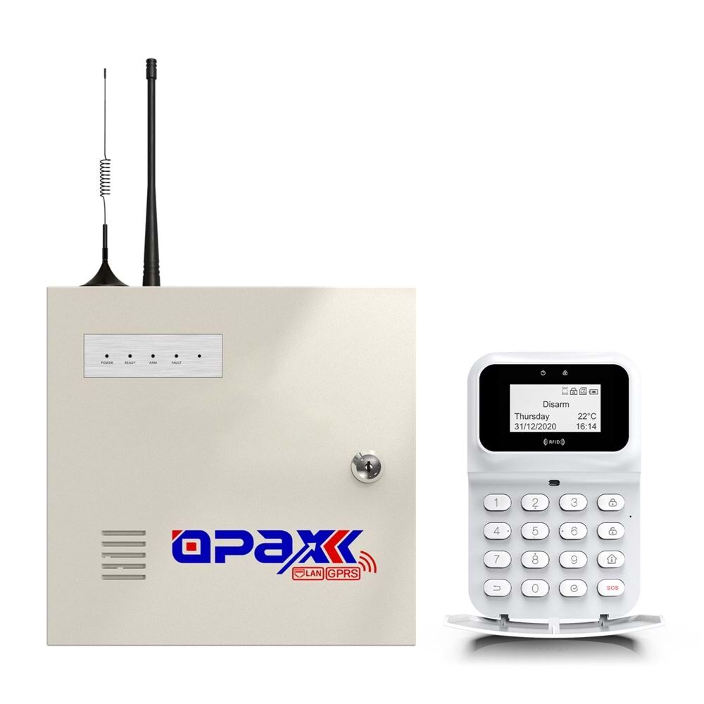 OPAX-2747 GPRS & LAN KEYPADLİ ALARM PANELİ BGR-10 KABLOLU SİRENLİ AKÜ FULL SET (1 YIL AHM ÜCRETSİZ)