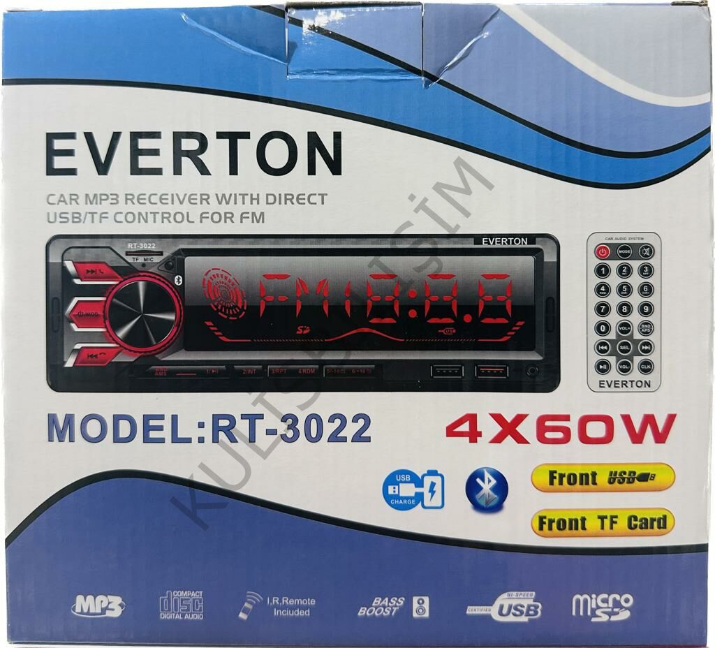 EVERTON RT-3022 OTO TEYP  4X55W  BT/USB/SD/FM/AUX