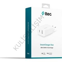 Ttec Smartcharger Duo Usb-c+usb-a Seyahat Şarj Aleti 2.4 A Beyaz 2 Yıl Garantili