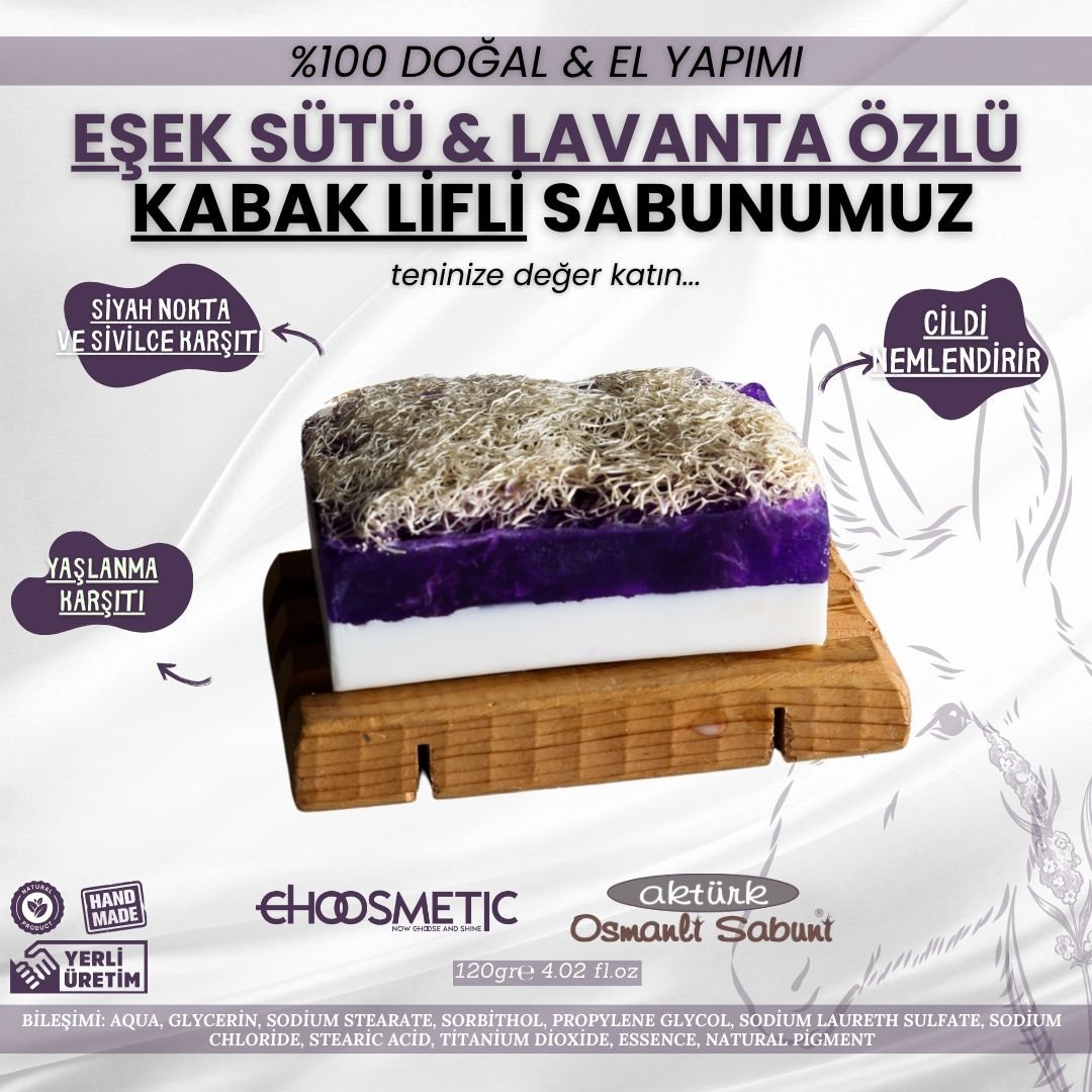 Aktürk Osmanli Sabuni - Eşek Sütlü & Lavantalı Kabak Lifli Sabun