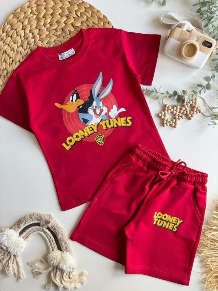 Looney Kırmızı Baskılı Takım