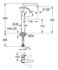 Grohe Essence Tek kumandalı lavabo bataryası XL-Boyut - 24170KF1