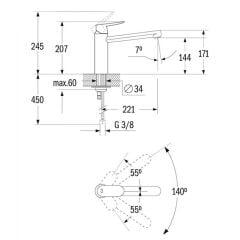 Grohe Eurosmart Cosmopolitan Tek Kumandalı Eviye Bataryası 1/2'' 30193000 - 30193000