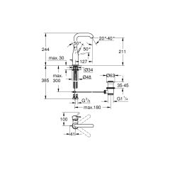 Grohe Essence Tek Kumandalı Lavabo Bataryası 1/2''l-Boyut 32628EN1