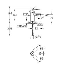 Grohe Eurosmart Cosmopolitan Lavabo Bataryası S-Boyut - 32824000