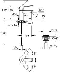 Grohe Eurosmart Tek Kumandalı Lavabo Bataryası - 23980003