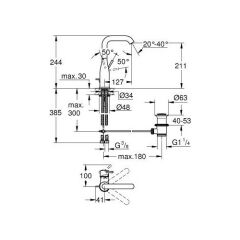 Grohe Essence Tek Kumandalı Lavabo Bataryası 1/2″ L-Boyut 32628DC1