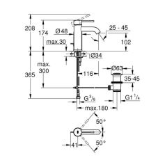 Grohe Essence Tek kumandalı lavabo bataryası S-Boyut - 24171DA1