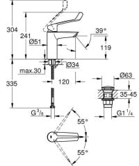 Grohe Eurosmart Tek Kumandalı Lavabo Bataryası M-Boyut - 23983003