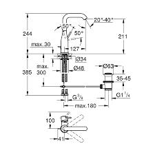 Grohe Essence Tek kumandalı lavabo bataryası 1/2''L-Boyut