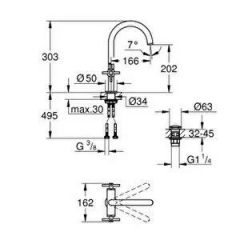 Grohe Atrio Tek delikli lavabo bataryası 1/2'' L-Boyut - 21144000