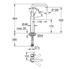 Grohe Essence Tek kumandalı lavabo bataryası XL-Boyut - 24170GN1