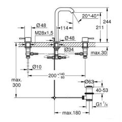 Grohe Essence New Üç Delikli Lavabo Bataryası L-Boyut - 20299001
