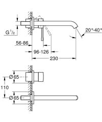 Grohe Essence İki Delikli Duvardan Lavabo Bat.L-Boyut 19967001