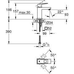 Grohe Eurocube Tek Kumandalı Lavabo Bataryası s-Boyut - 2313200E