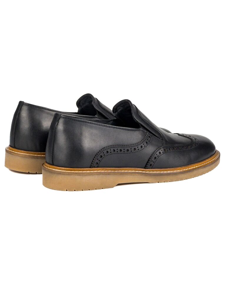 Akor-K Siyah Hakiki Deri Günlük Klasik Erkek Ayakkabı