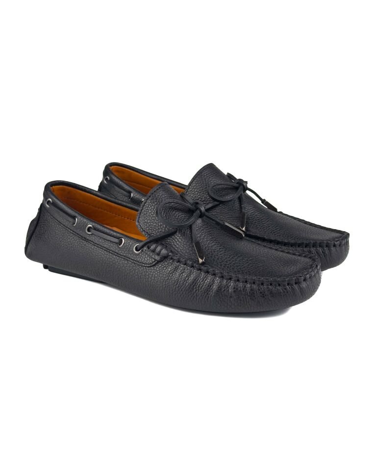 Teos Siyah Hakiki Deri Erkek Loafer Ayakkabı