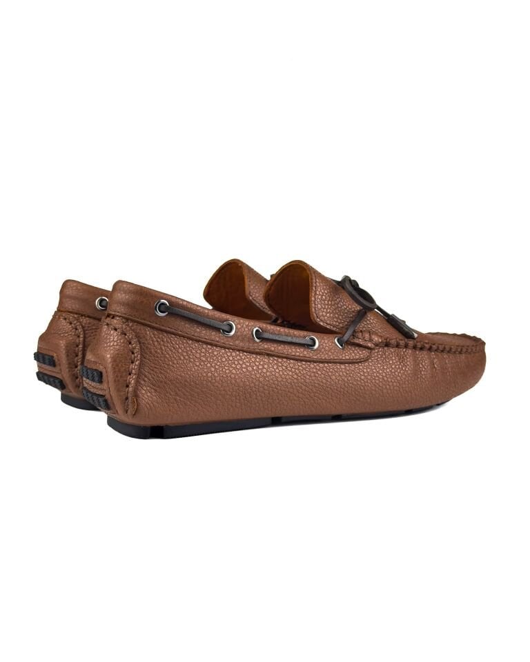 Teos Kahverengi Hakiki Deri Erkek Loafer Ayakkabı