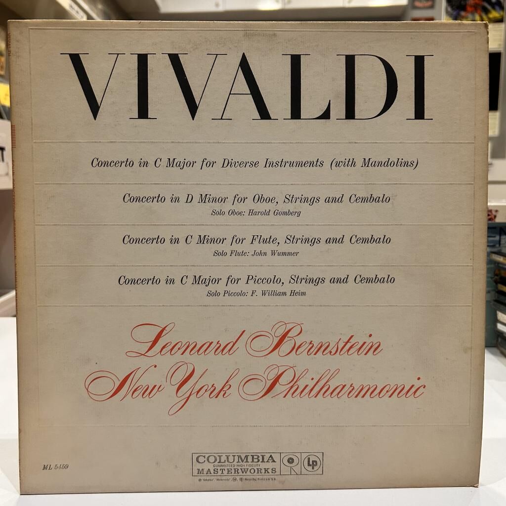 Vivaldi , Leonard Bernstein, New York Philharmonic ‎– Vivaldi- Four Concertos LP