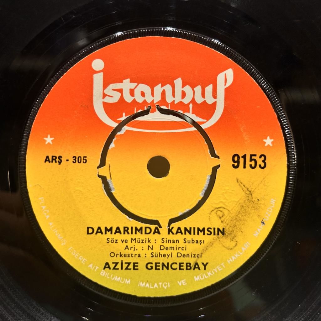 Azize Gencebay ‎– Damarımda Kanımsın / Dönüşü Yok Bu Yolun 1970 BASKI 45LİK