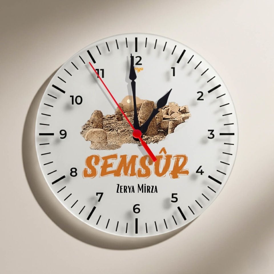 İsme Özel Semsur Adıyaman Şehri Nemrut Dağı Tasarımlı Duvar Saati