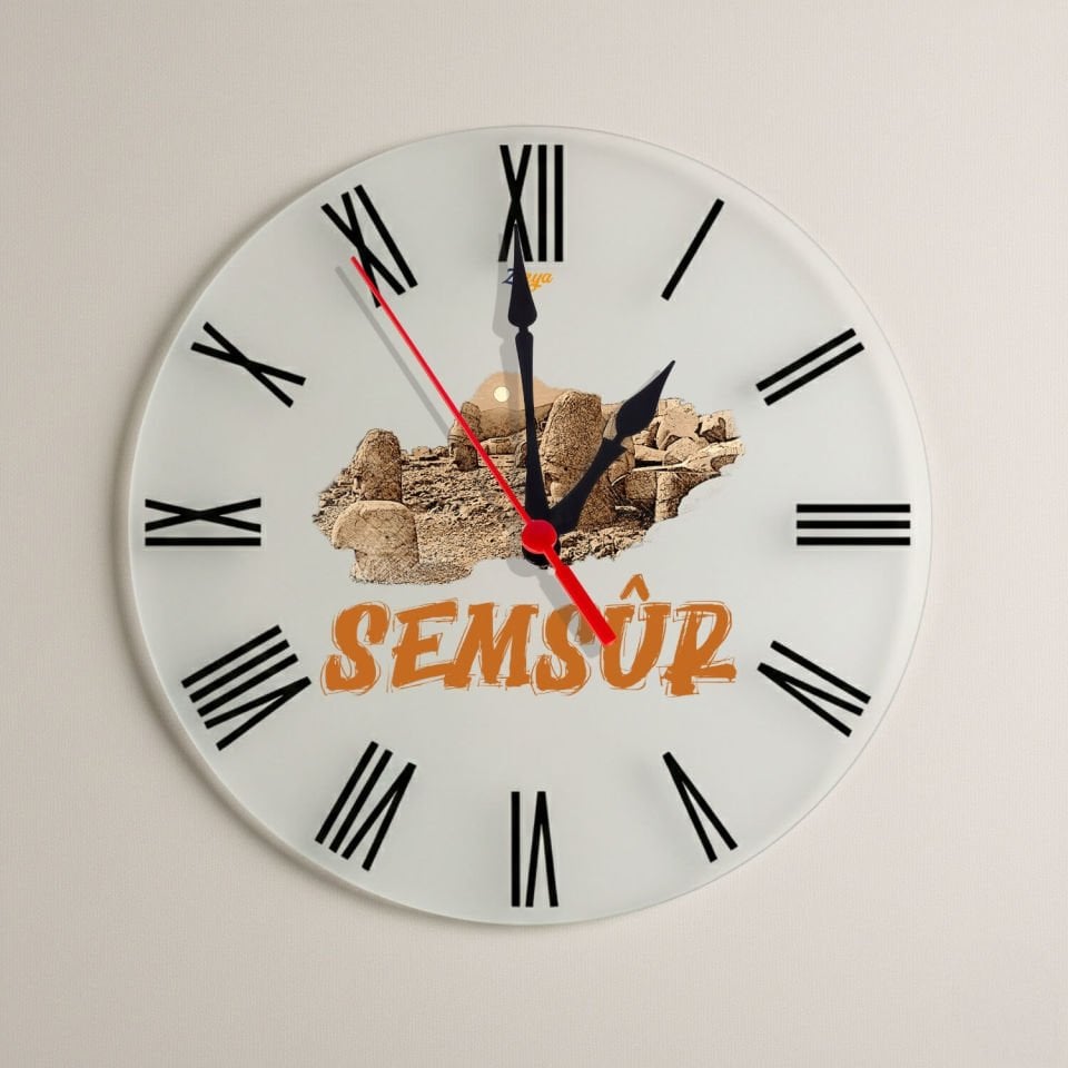 Semsur Adıyaman Şehri Nemrut Dağı Tasarımlı Roma Rakamlı Duvar Saati