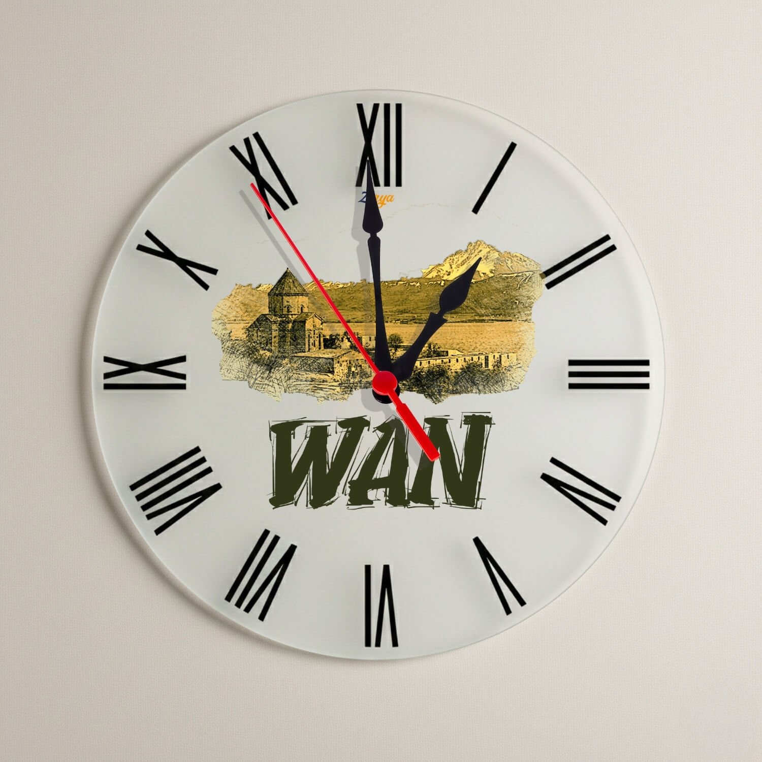 Wan Van Şehri Akdamar Adası Tasarımlı Roma Rakamlı Duvar Saati