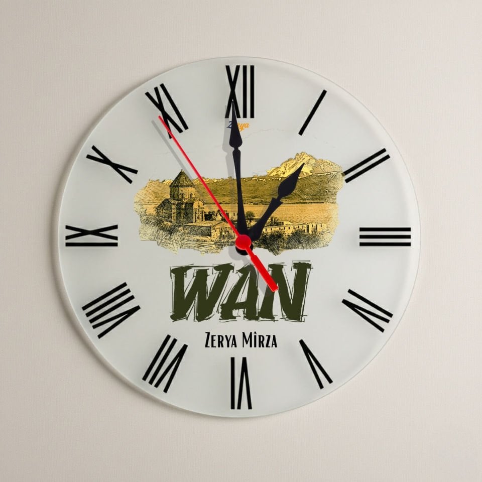 İsme Özel Wan Van Şehri Akdamar Adası Tasarımlı Roma Rakamlı Duvar Saati