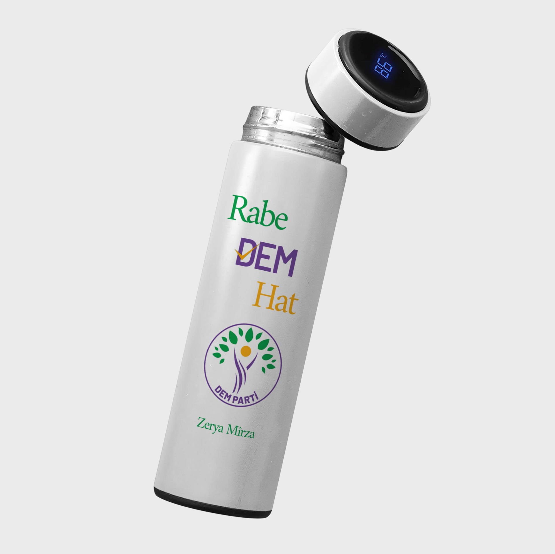 İsme Özel Rabe Dem Hat Tasarımlı Termos - Dem Parti Tasarımlı Termos