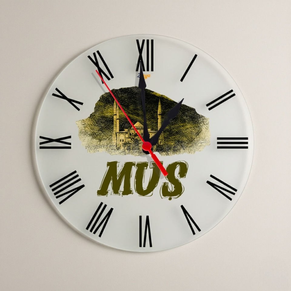 Muş Şehri Tasarımlı Roma Rakamlı Duvar Saati