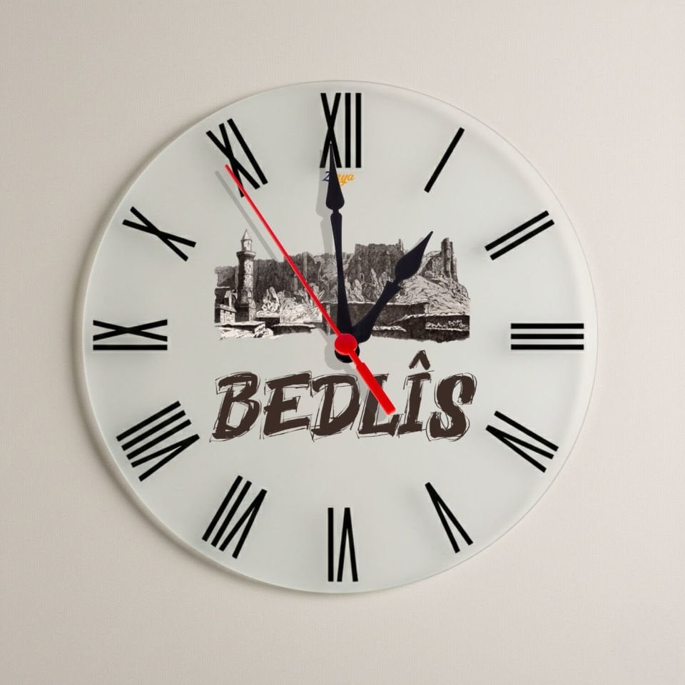 Bedlis Bitlis Şehri Tasarımlı Roma Rakamlı Duvar Saati