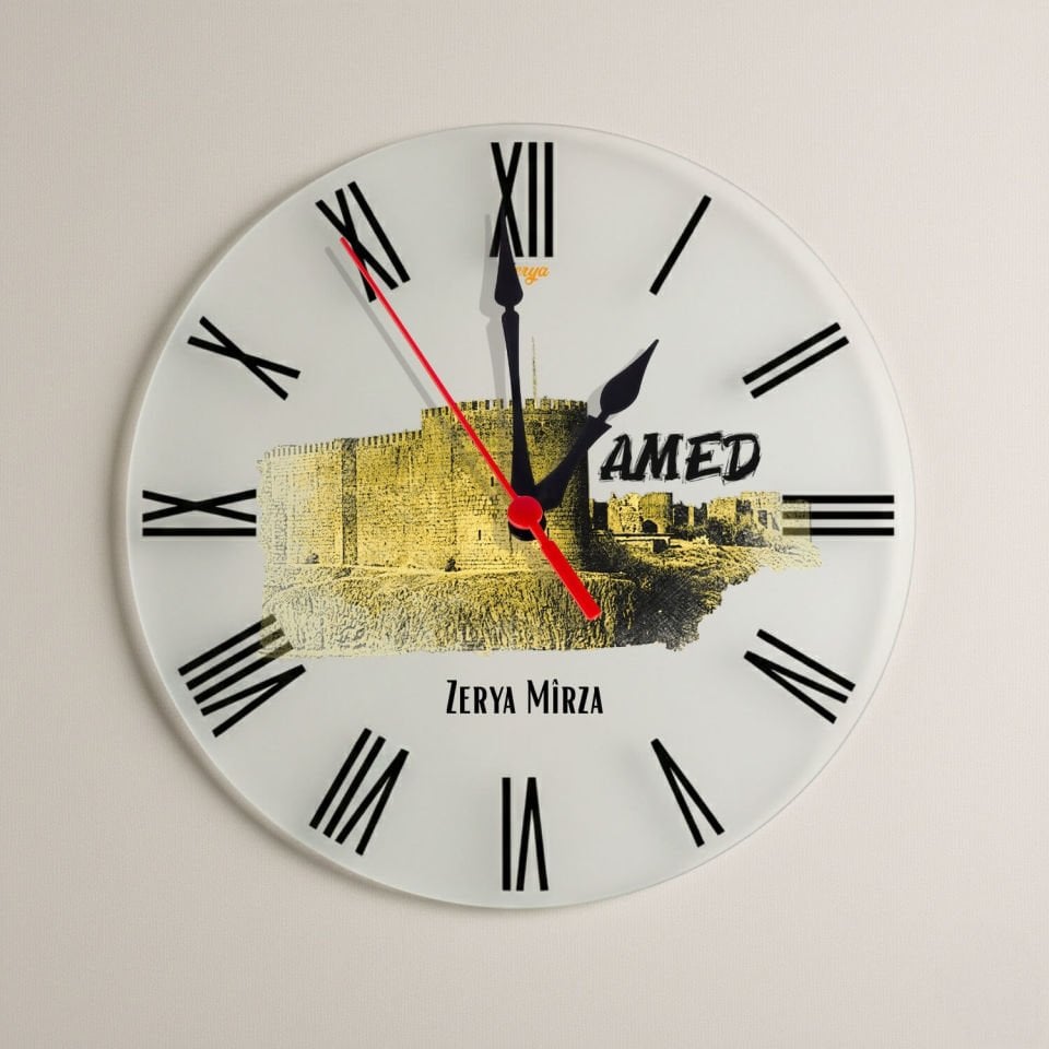 İsme Özel Amed Diyarbakır Surları Tasarımlı Roma Rakamlı Duvar Saati