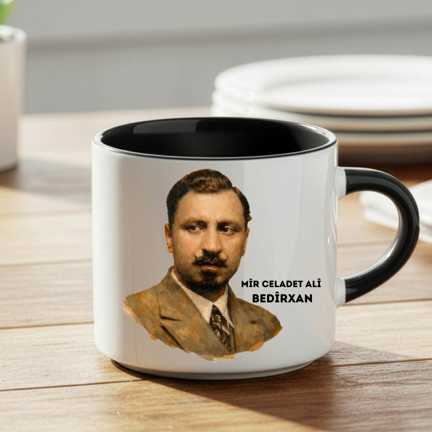 Kupaya Celadet Bedirxan - Celadet Ali Bedirhan Resimli Nescafe Siyah Renkli Kupa Bardak