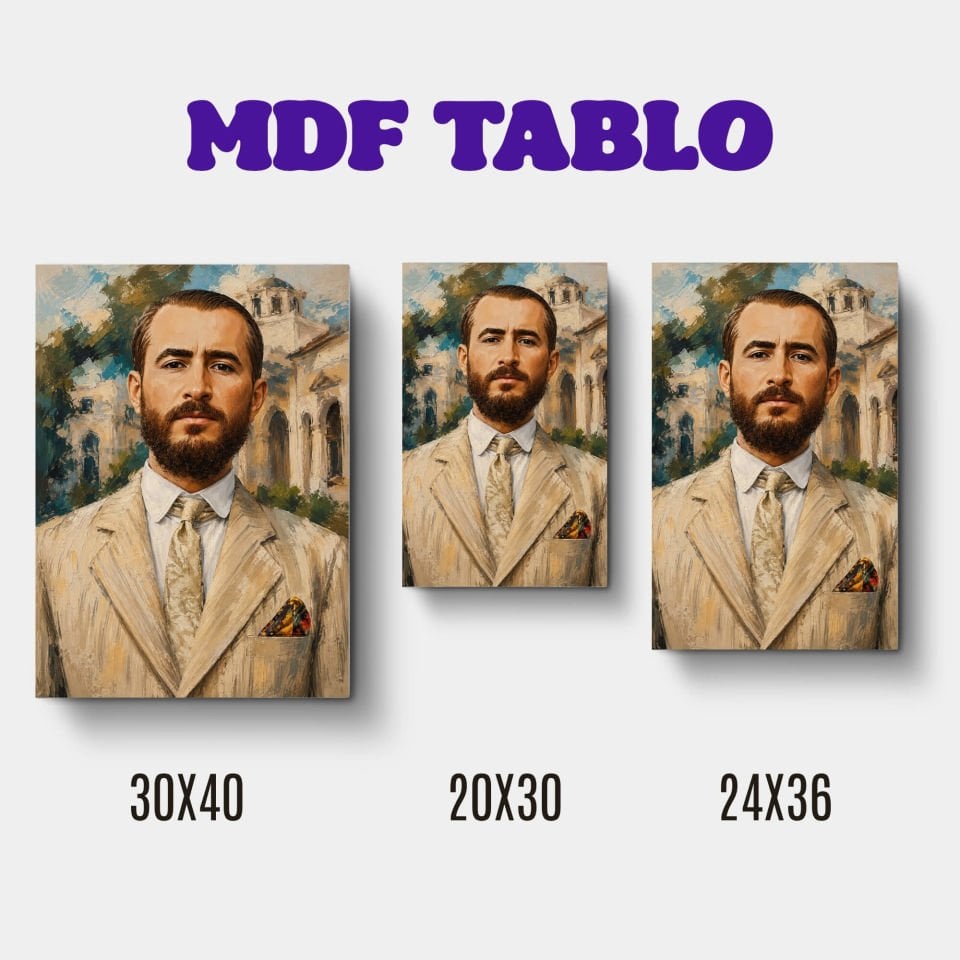 Tabloya Qazi Muhammed Takım Elbiseli Tasarımlı Duvar Dekoratif Mdf Ahşap Retro Poster Tablo