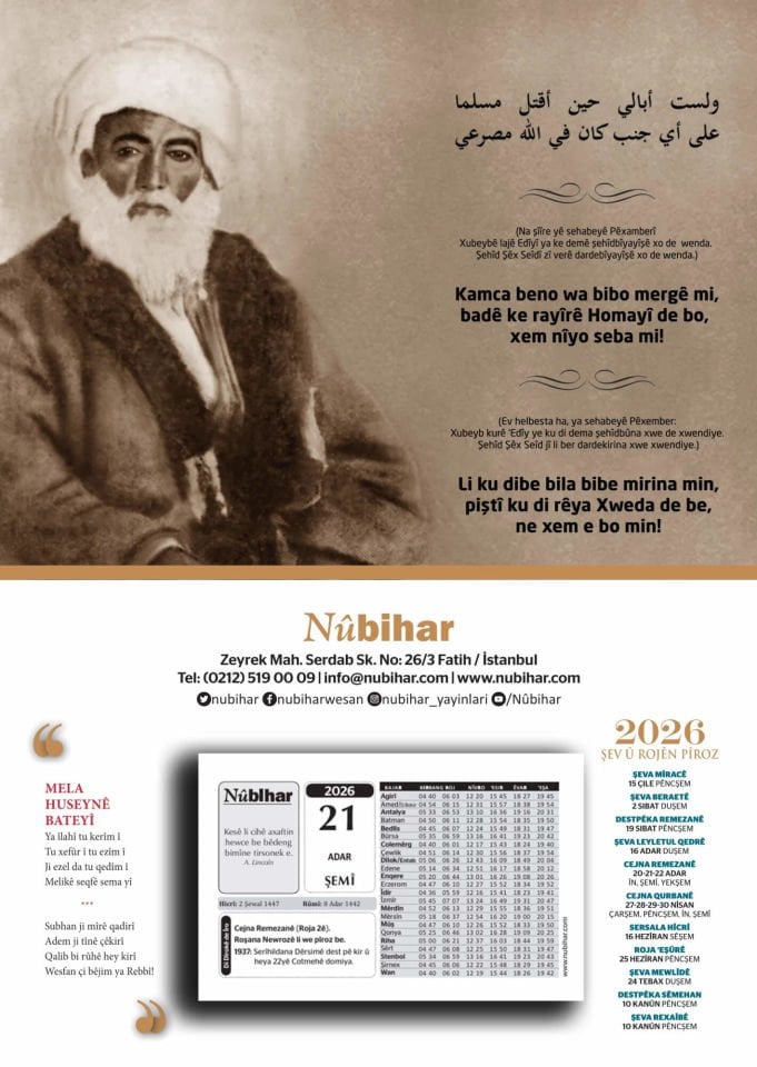 Salname 2026 Şêx Seîd - Şeyh Said 2025 Kürtçe Takvim