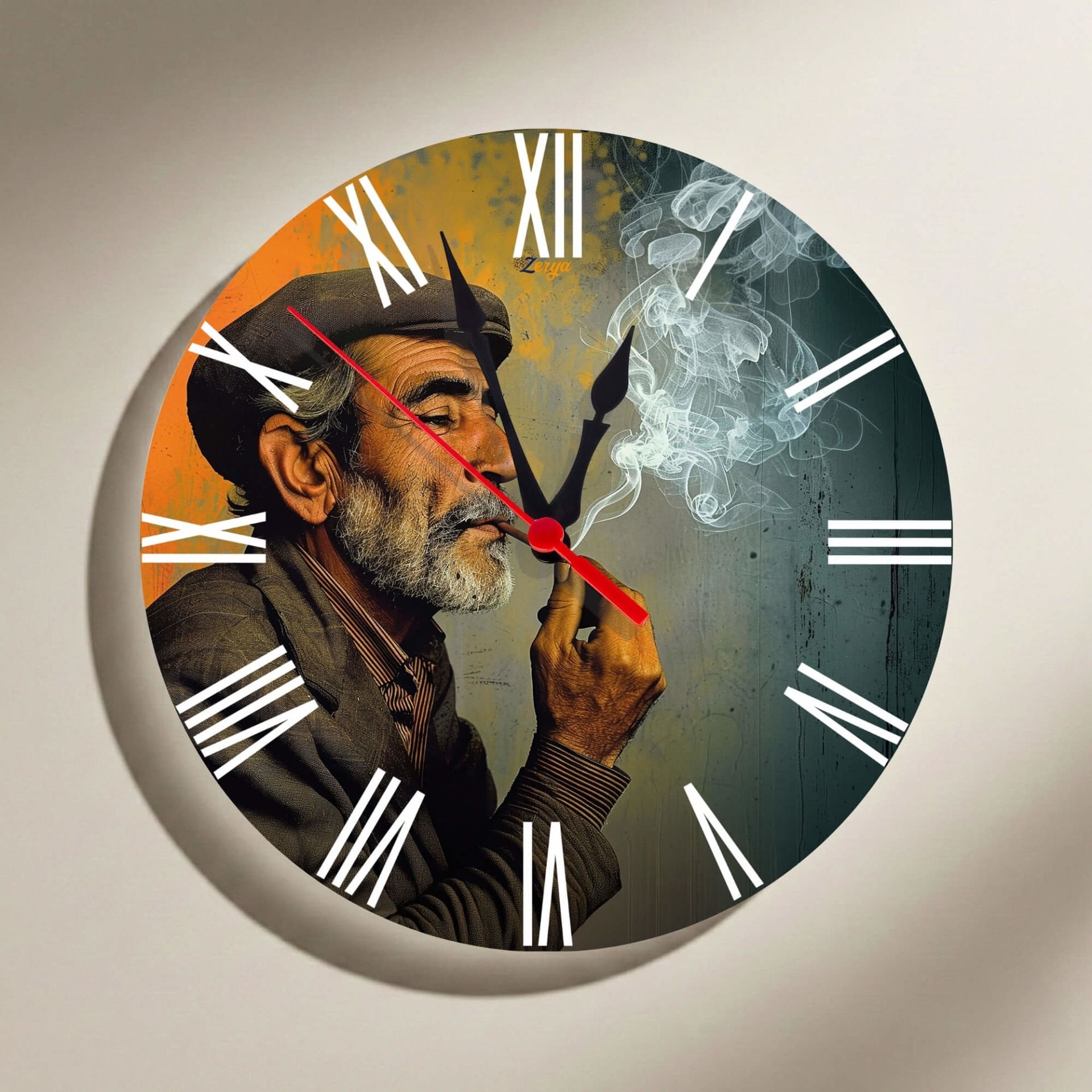Yaşlı Adam Tasarımlı Roma Rakamlı Duvar Saati