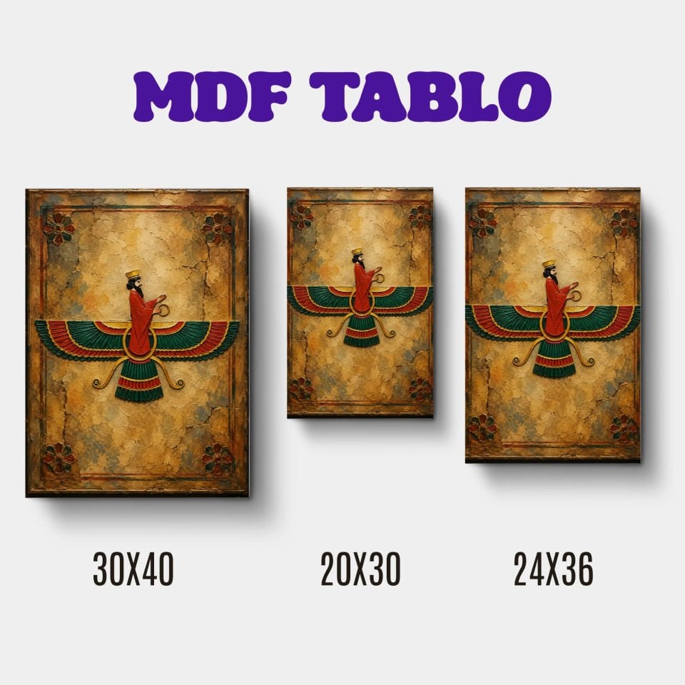 Tabloya Ahura Mazda - Ahura Mazda Tasarımlı Duvar Dekoratif Mdf Ahşap Retro Poster Tablo