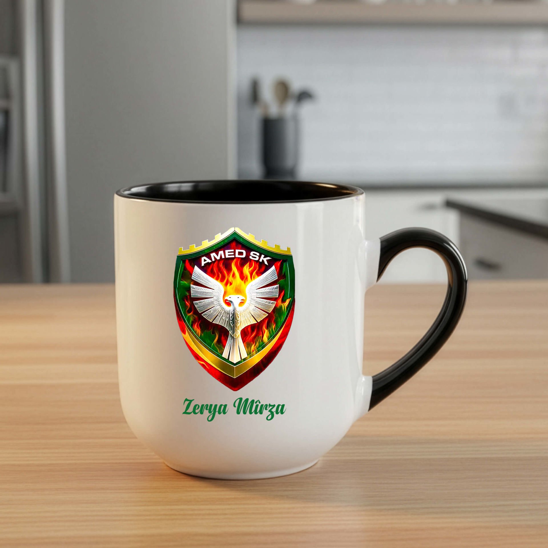 Amedspor Tasarımlı İsme Özel Siyah Elite Kupa Bardak - Amed Spor İsimli Elite Kupası