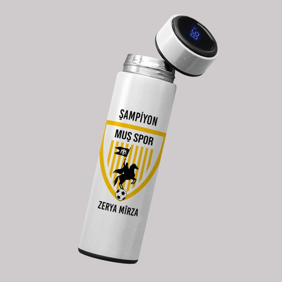 İsme Özel Muş Spor Termos Kupa Bardak Özel Şampiyonluk Seti (2 KUPA - 1 TERMOS)